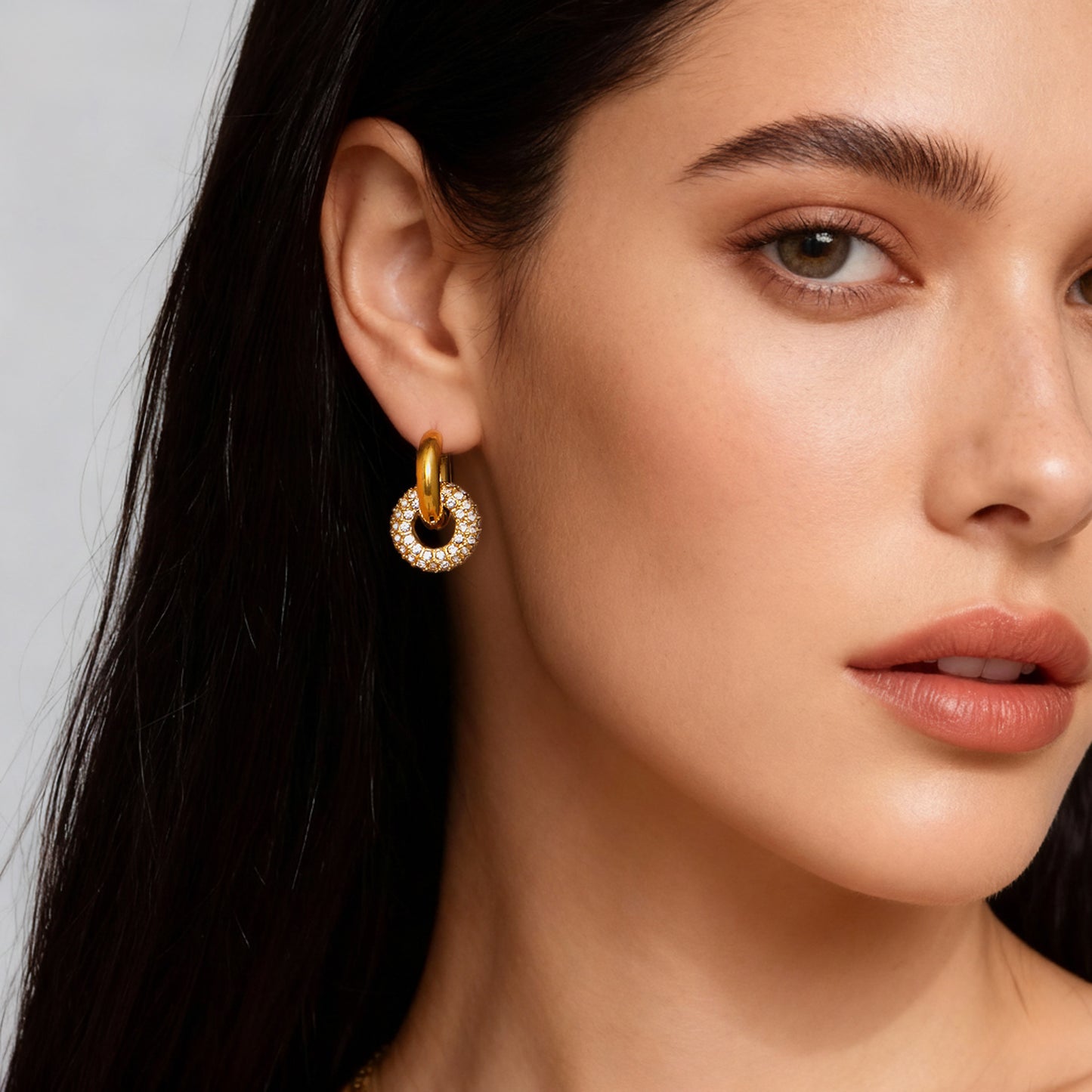 Diamond studded round earrings
