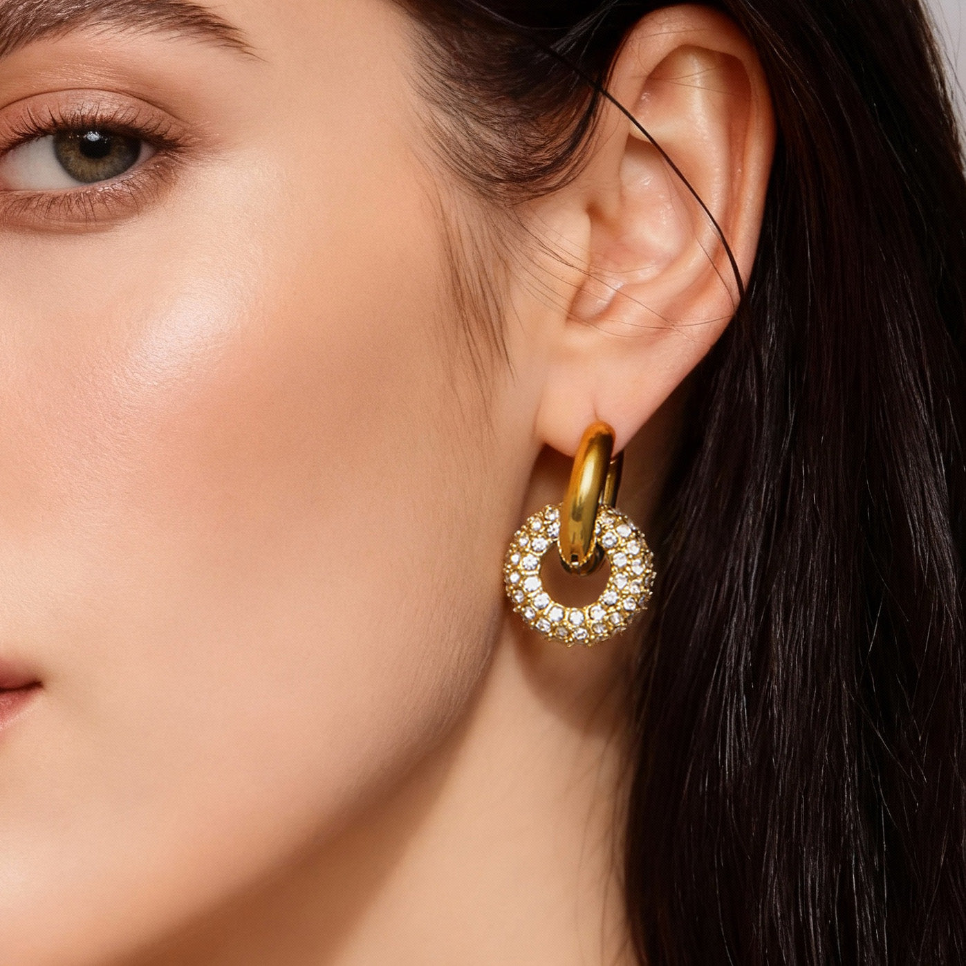 Diamond studded round earrings