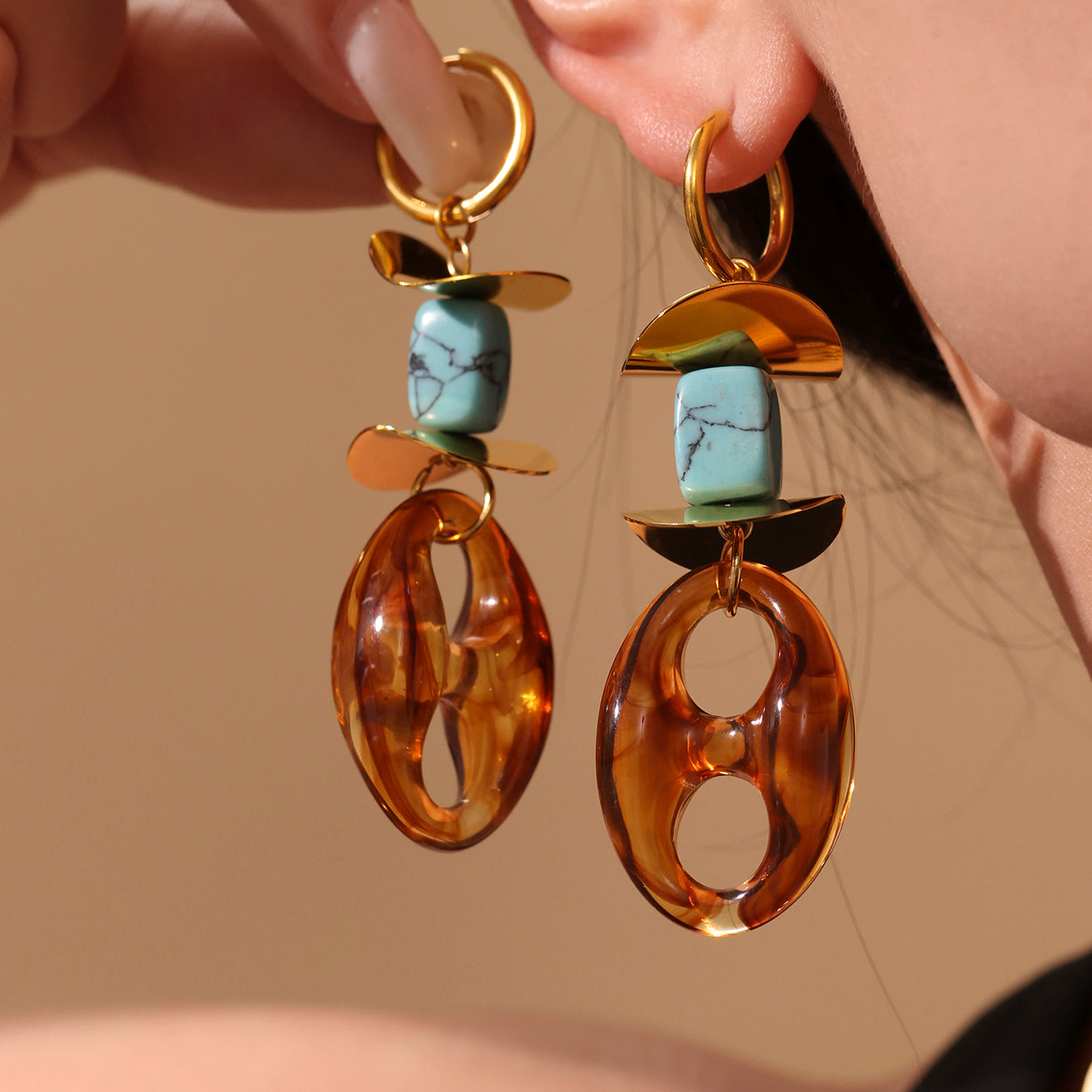 Pendientes largos de resina con forma de nariz de cerdo