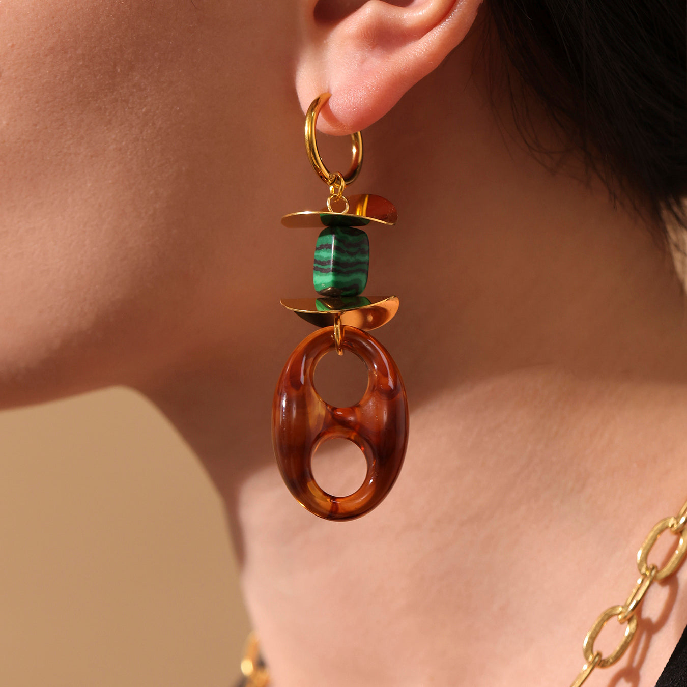 Pendientes largos de resina con forma de nariz de cerdo