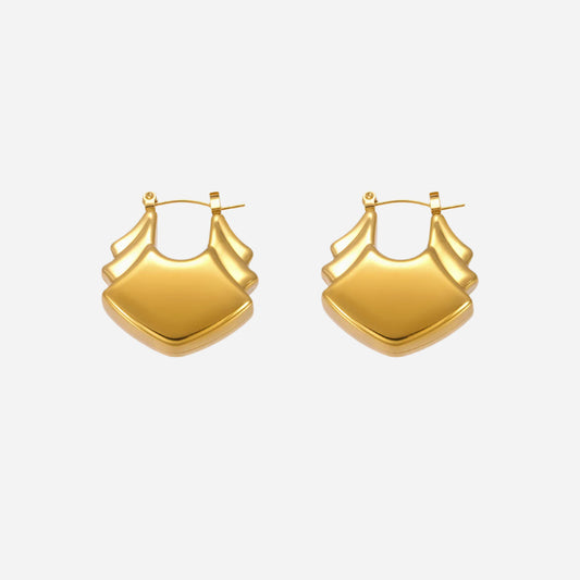Pendientes geométricos de acero inoxidable en oro de 18 quilates