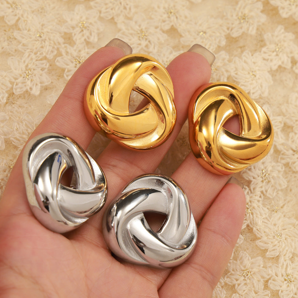 Pendientes triangulares retorcidos de acero inoxidable