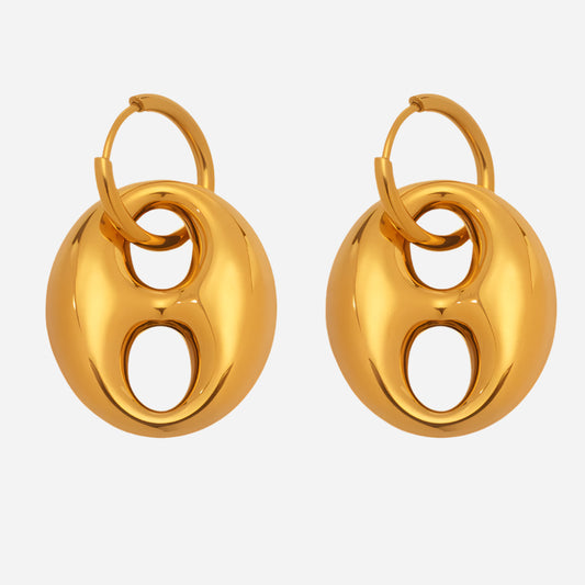 Pendientes de acero inoxidable con diseño de granos de café para mujer