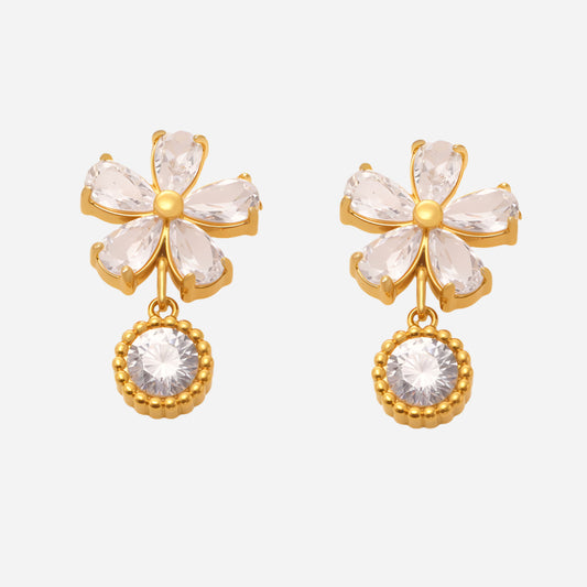 Pendientes de flor de circón para mujer