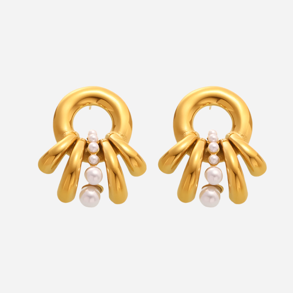 Pendientes multicapa de perlas francesas