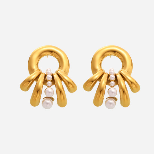 Pendientes multicapa de perlas francesas