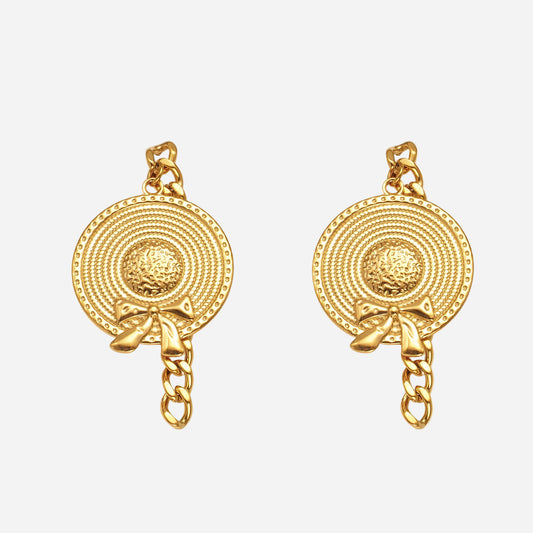 Pendientes de acero inoxidable con borlas y lazo para sombrero de estilo festivo