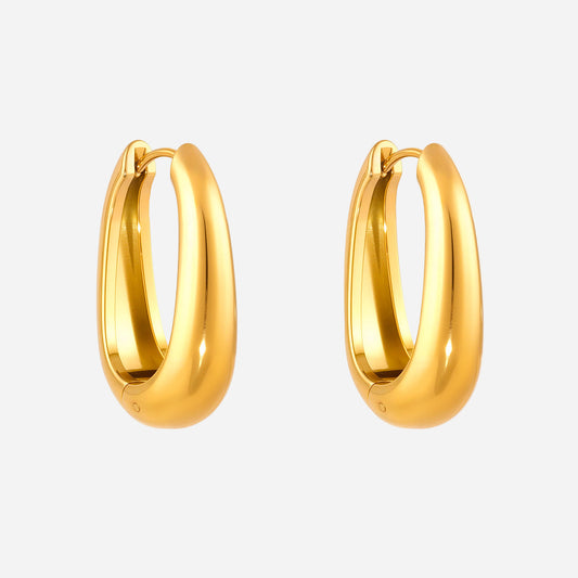 Pendientes en forma de U de acero inoxidable bañados en oro de 18 quilates