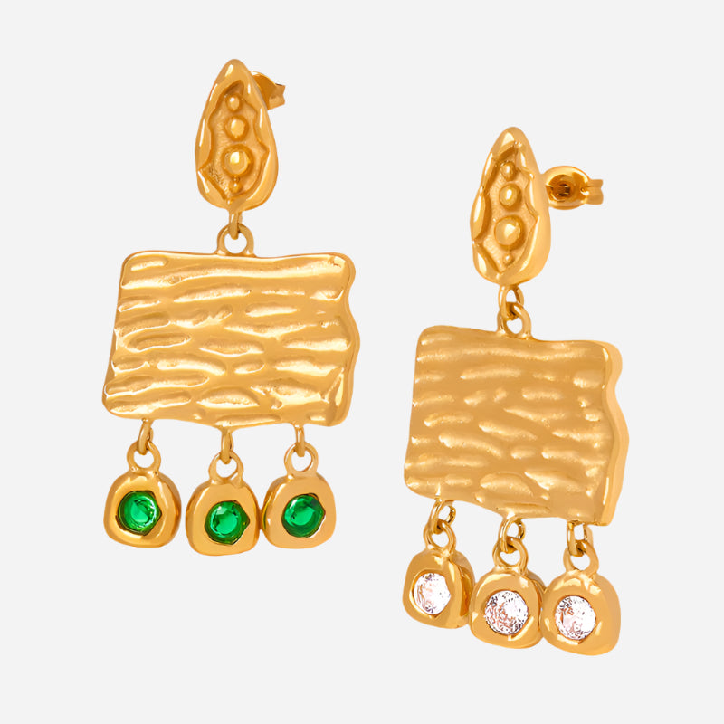 Pendientes de borlas rectangulares con circonitas