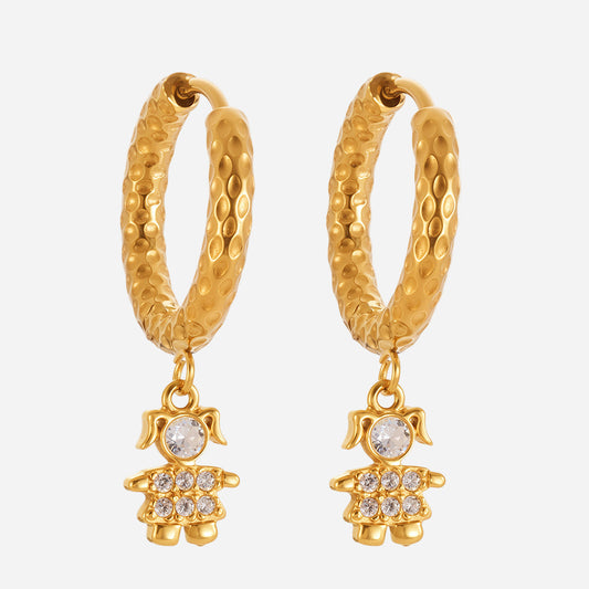 Exquisitos pendientes de acero inoxidable del Principito con diamantes
