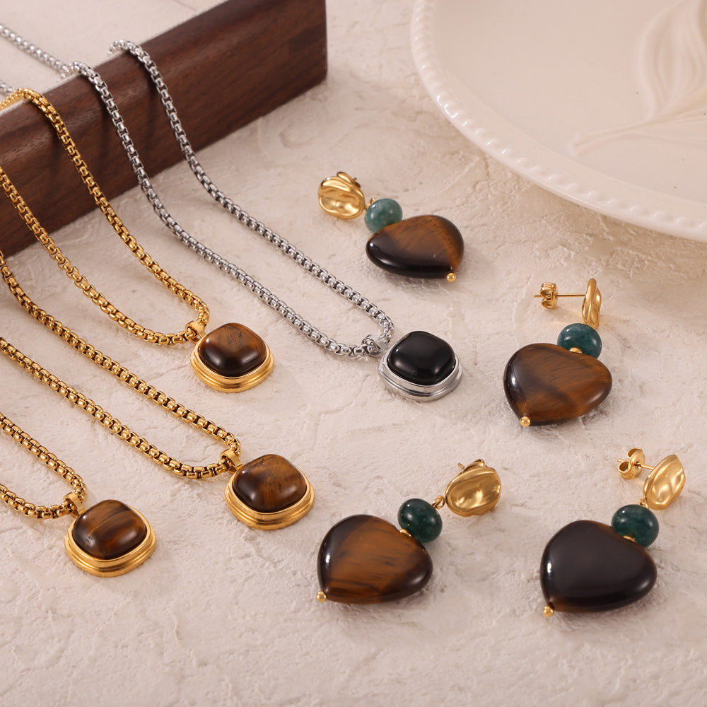 Pendientes de piedra de ojo de tigre