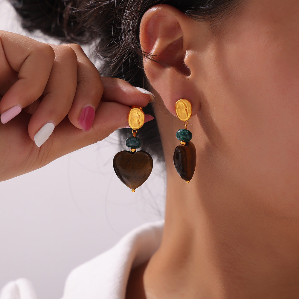 Pendientes de piedra de ojo de tigre