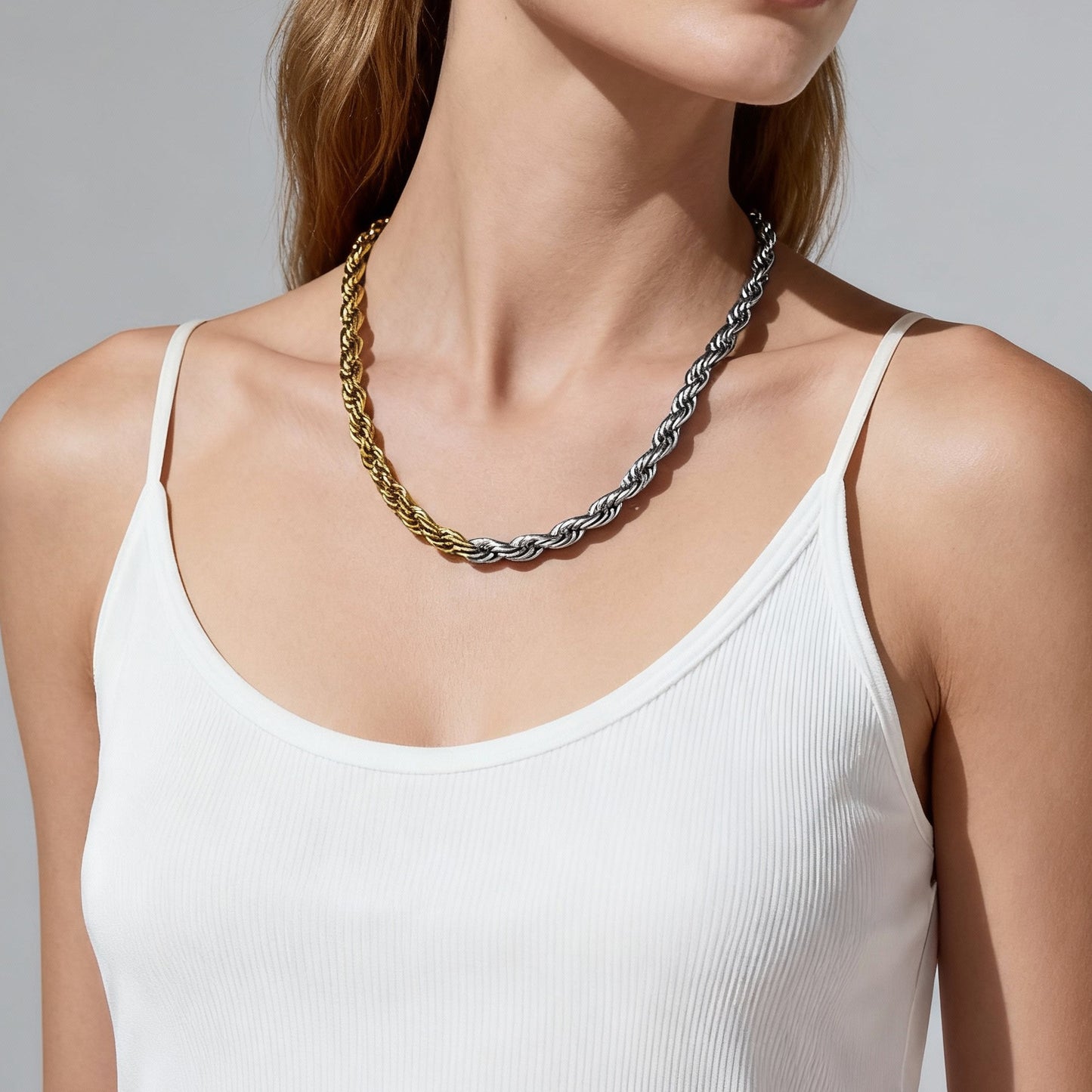 Collar de cadena torcida de acero y titanio ecológico