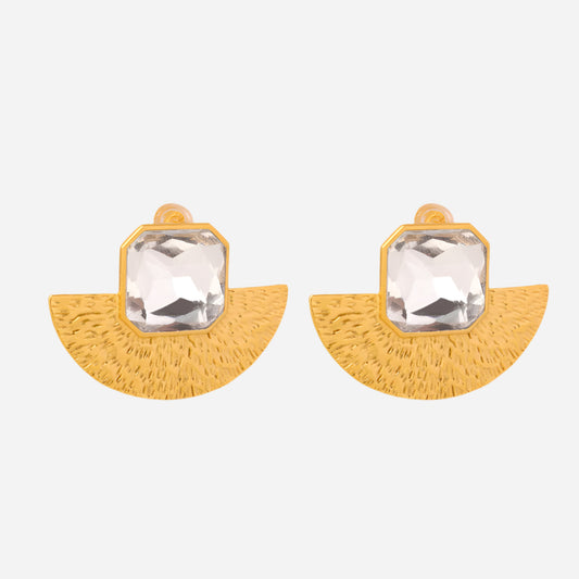 Pendientes vintage de cristal en forma de abanico Pendientes barrocos vintage con incrustaciones a mano
