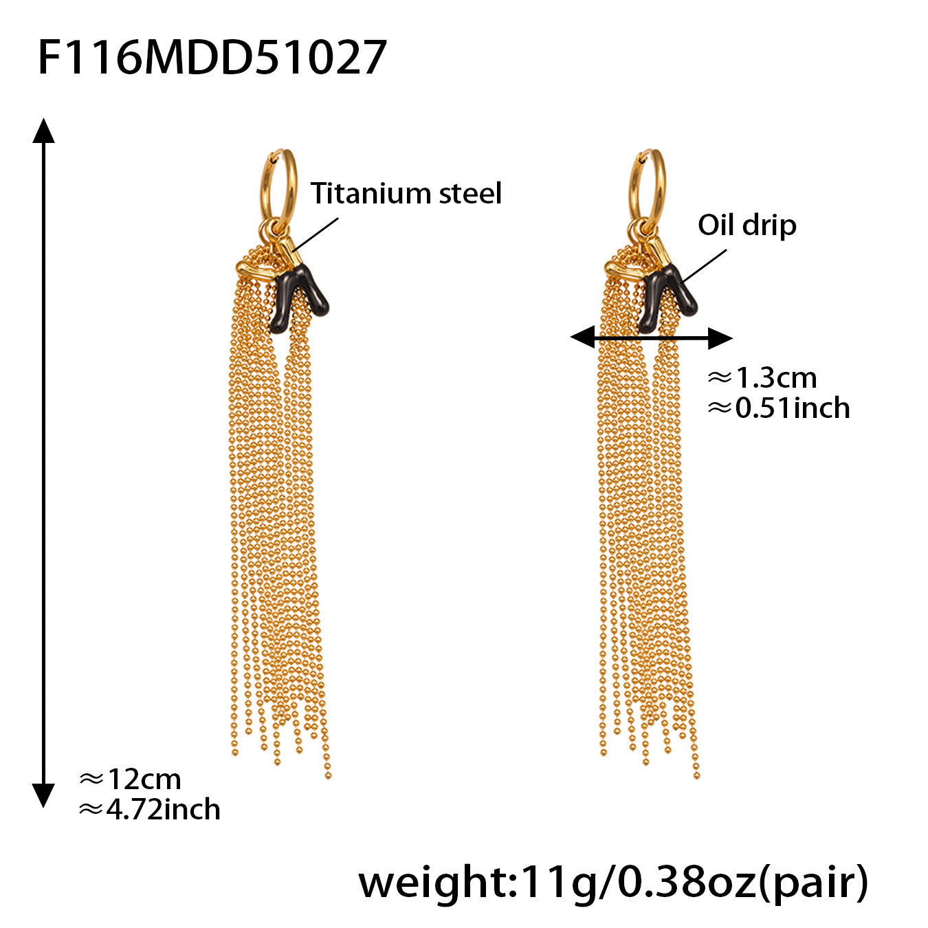 High-end tassel letter K name earrings