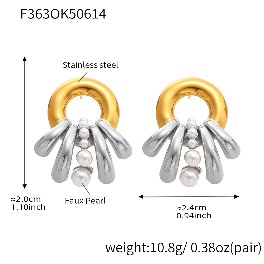 Pendientes multicapa de perlas francesas