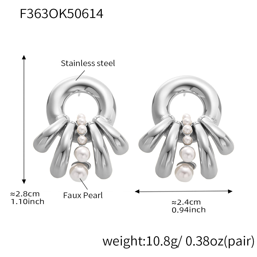 Pendientes multicapa de perlas francesas