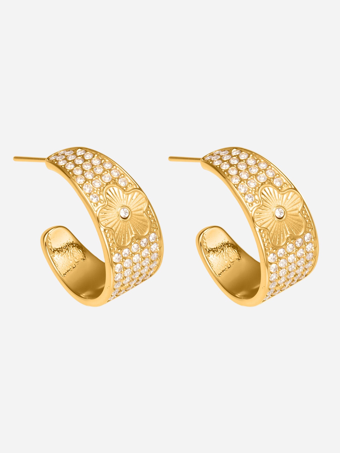 Graceflow Hoops Stainless Steel Zircon Earrings