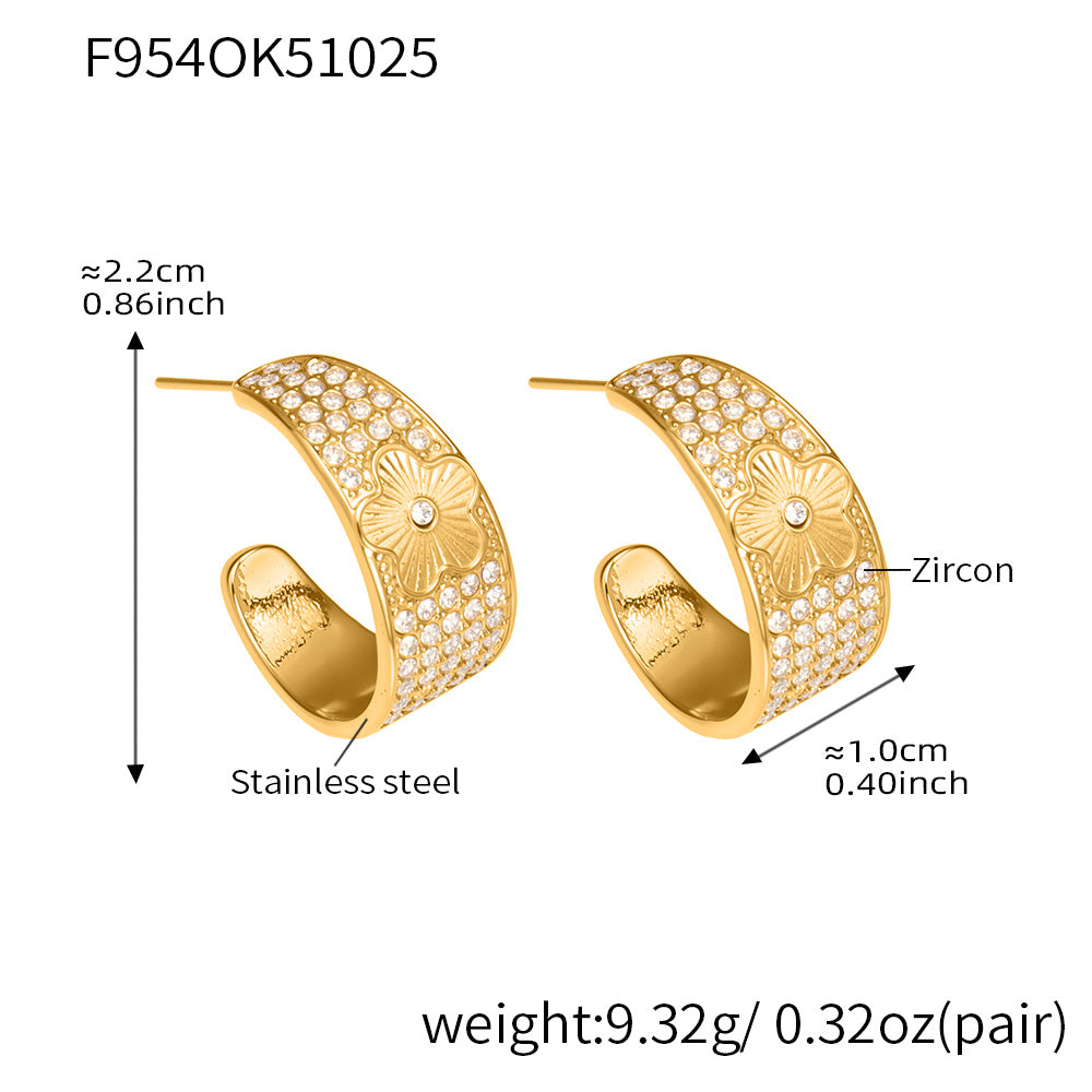 Graceflow Hoops Stainless Steel Zircon Earrings