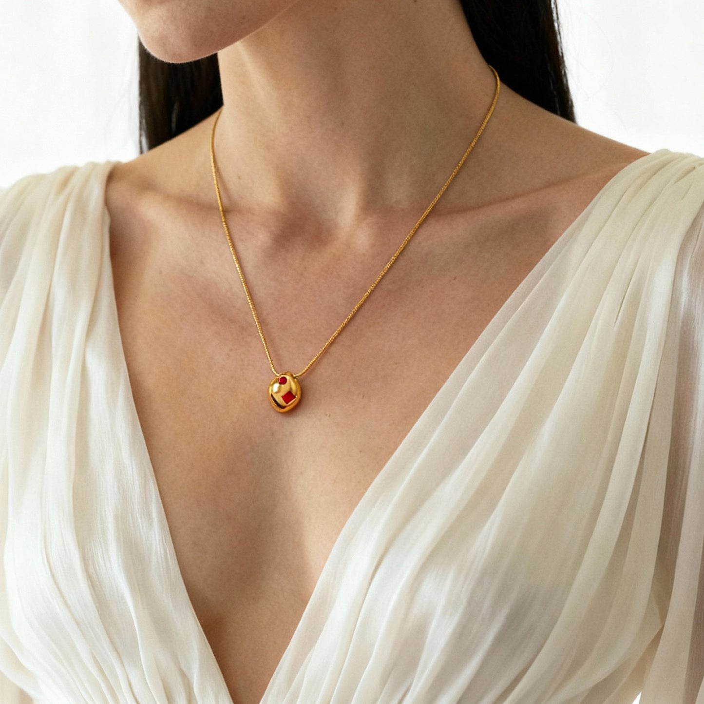 Geometric Irregularity Cubic Zirconia Pendant Necklace