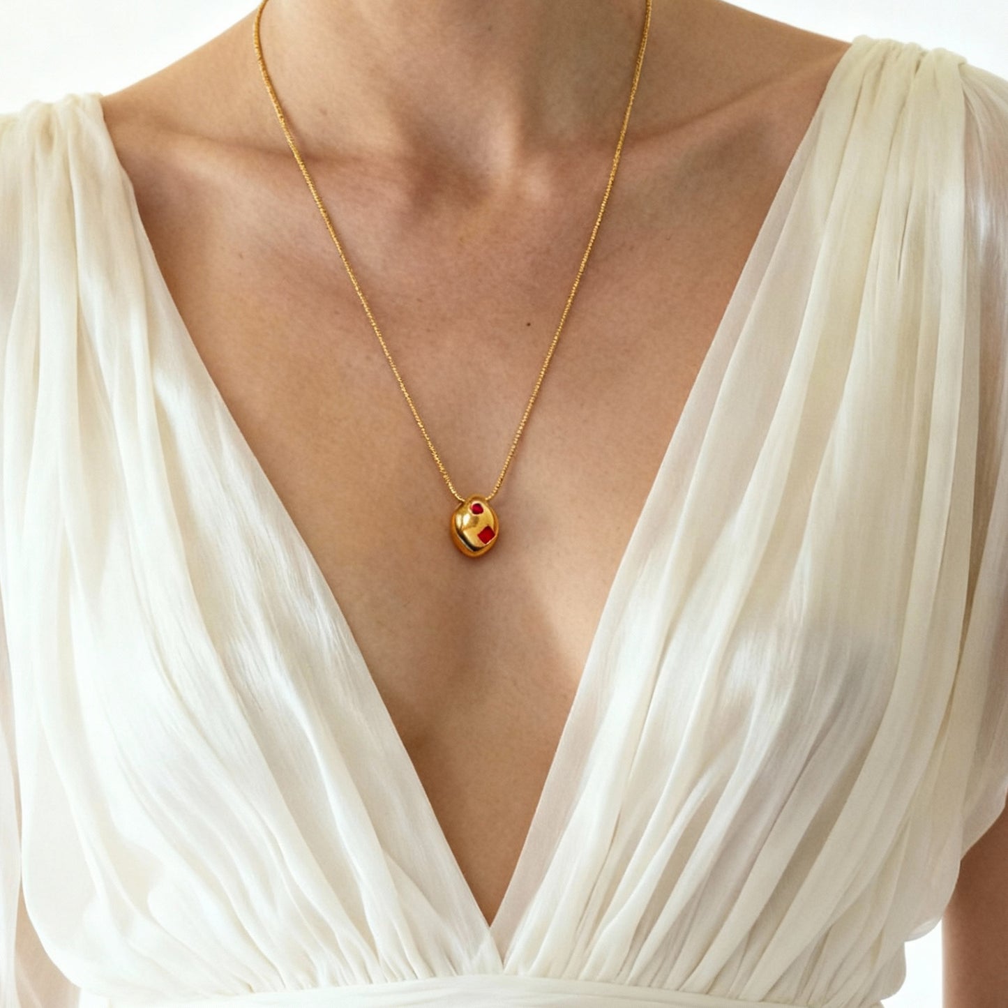 Geometric Irregularity Cubic Zirconia Pendant Necklace