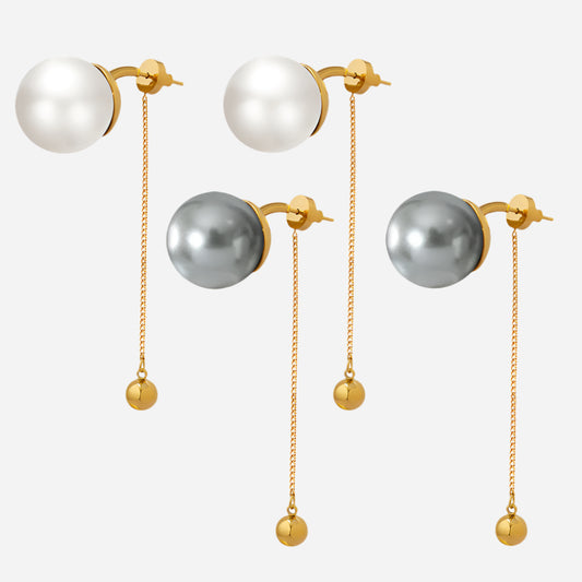 Pendientes de flecos de diseñador con detalles de perlas