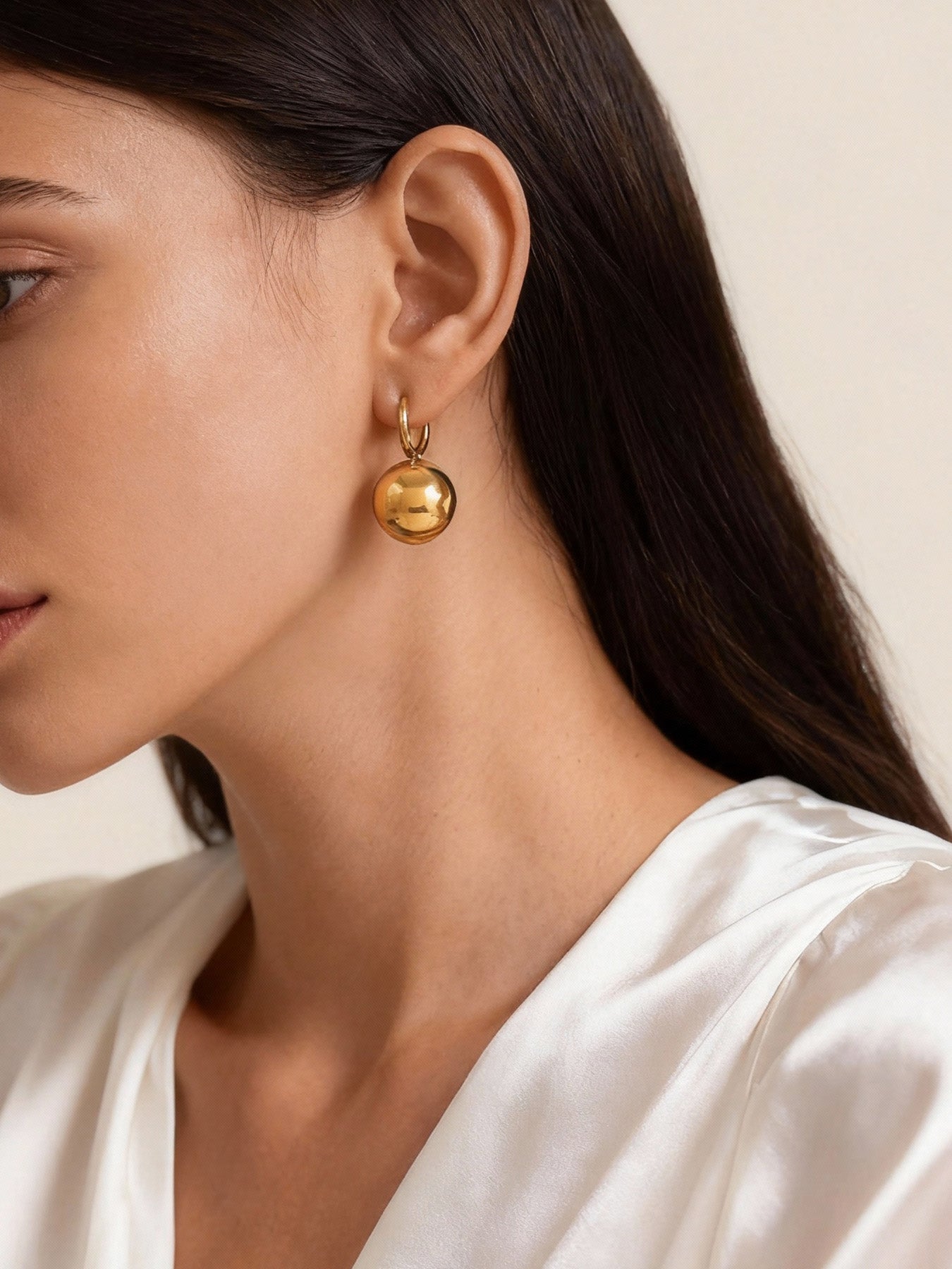 Gold Plated Earrings With Ball Pendant