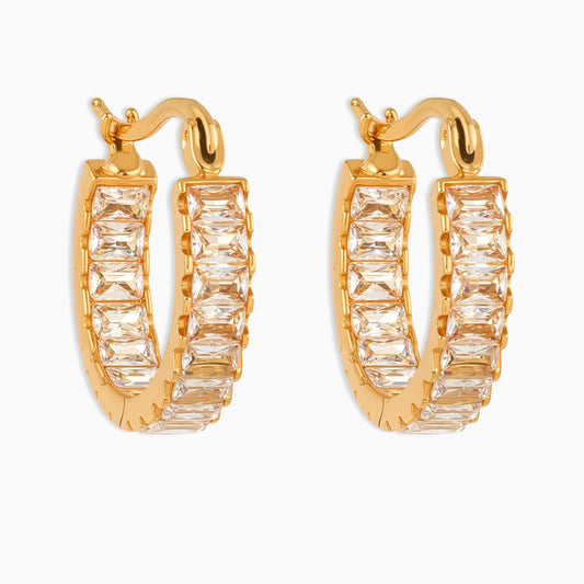 Pendientes de aro de circonita brillante de moda