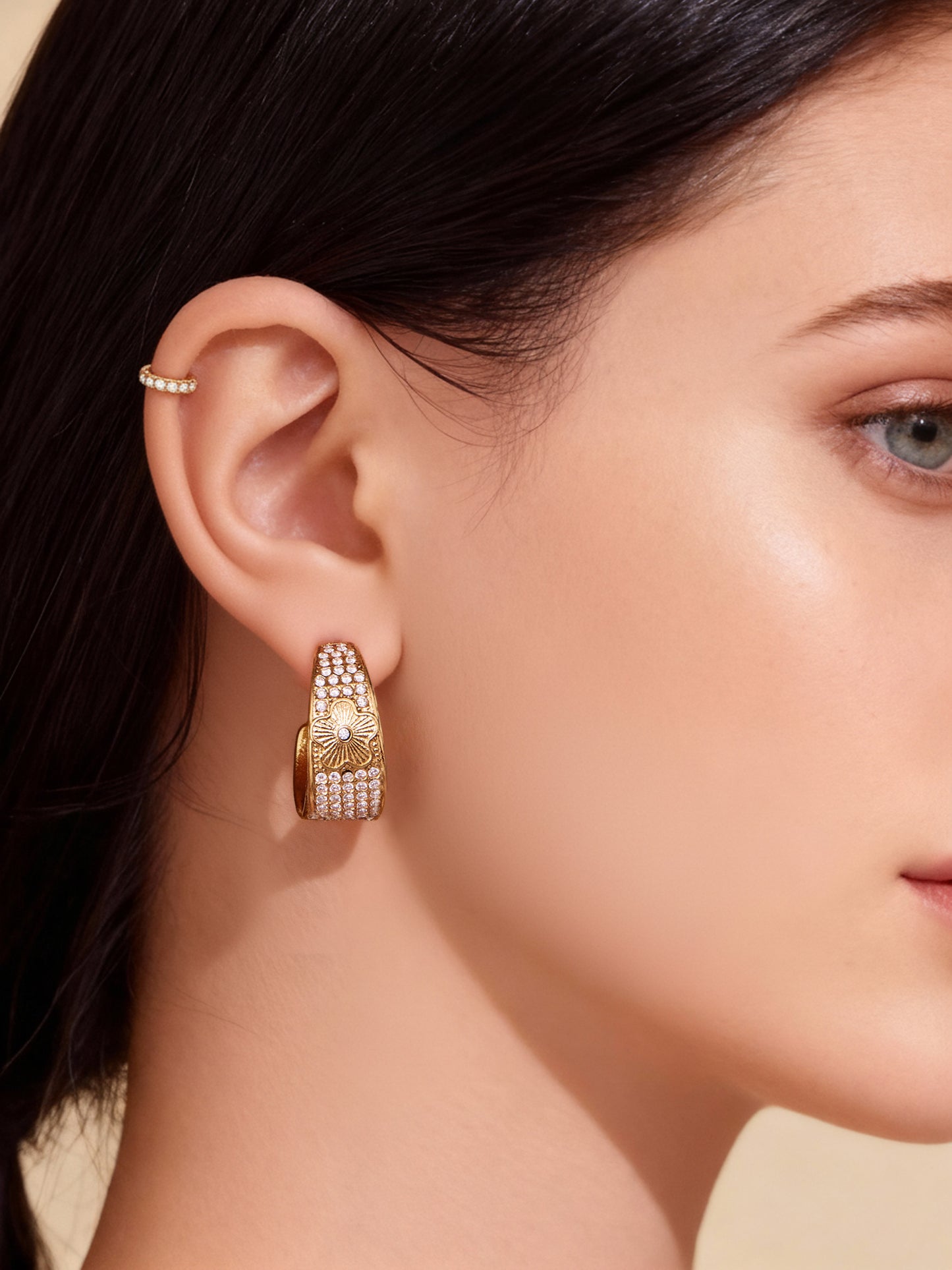 Graceflow Hoops Stainless Steel Zircon Earrings