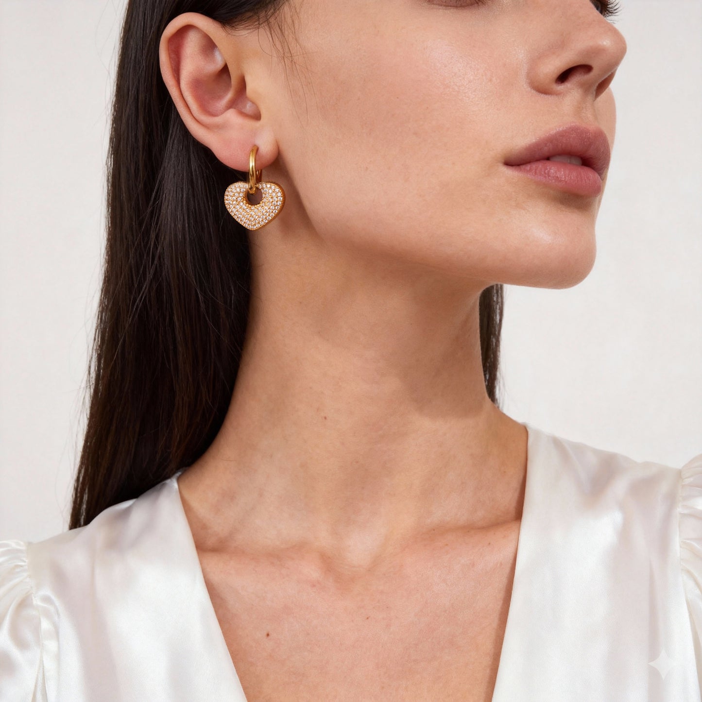 High-end Zirconium Heart Earrings Stainless Steel