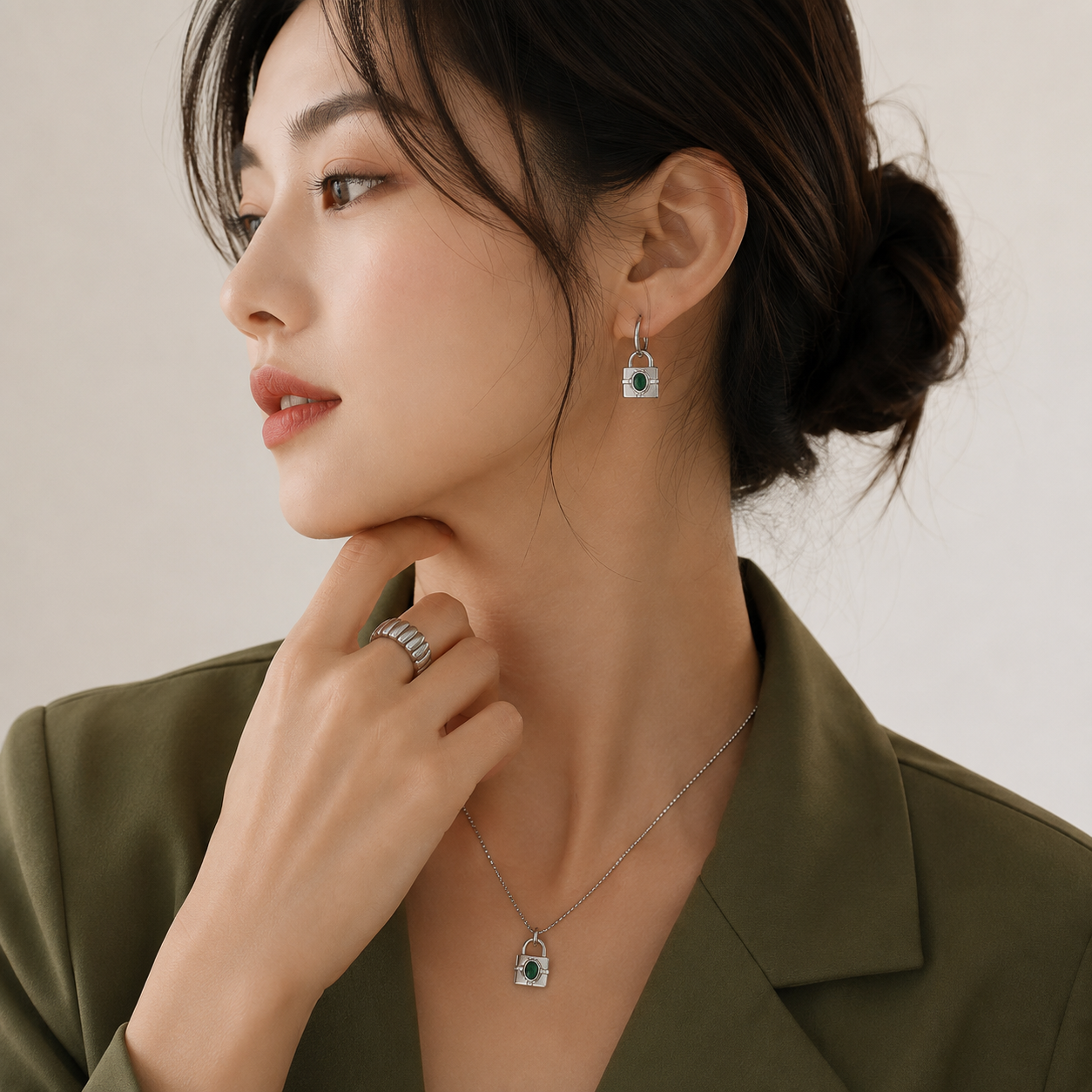 Aros con candado | Joyería de acero inoxidable chapada en oro de 18 quilates 