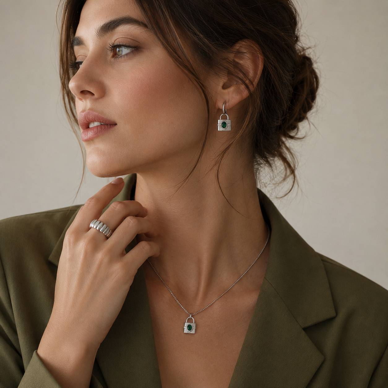 Aros con candado | Joyería de acero inoxidable chapada en oro de 18 quilates 