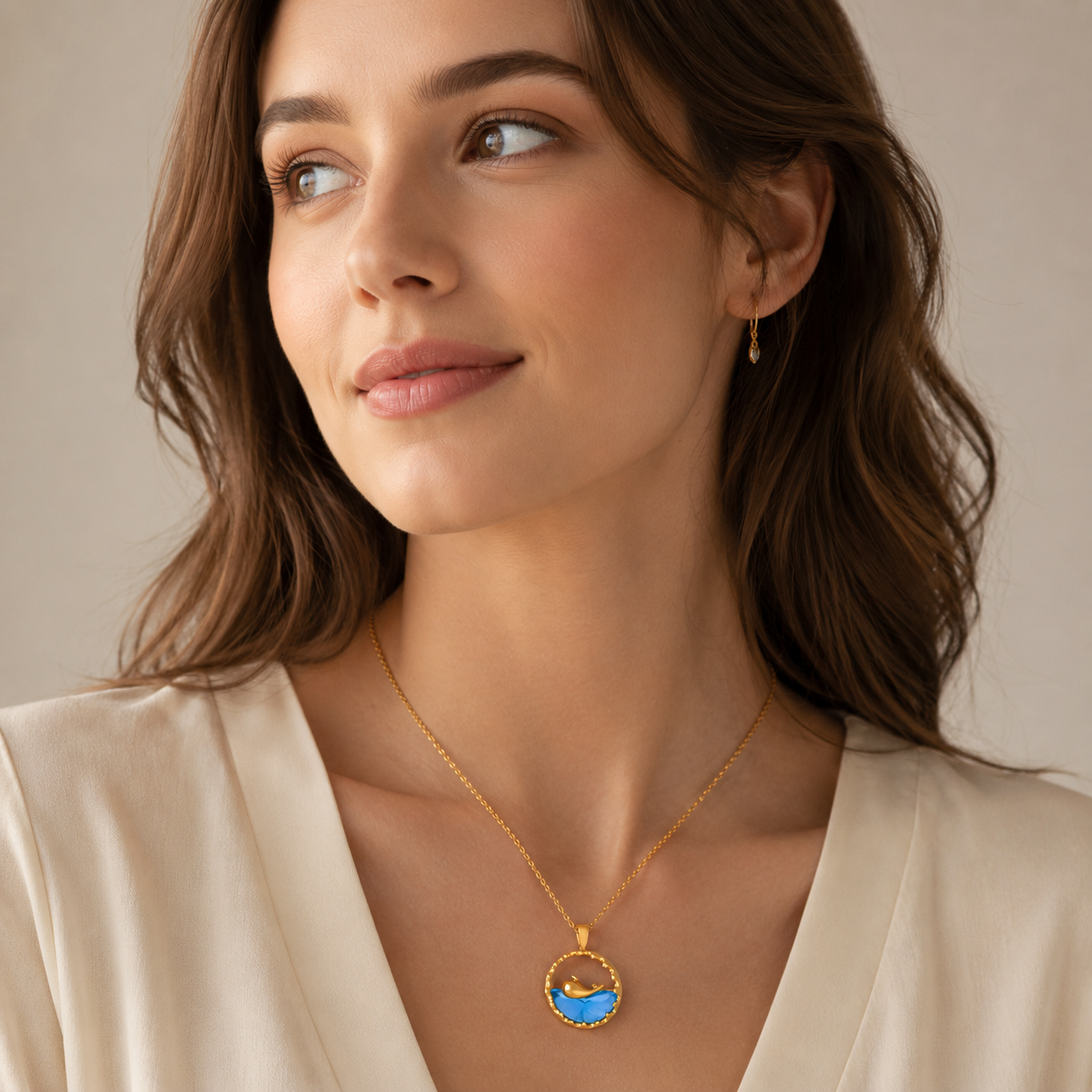 Collar con colgante azul de acero inoxidable para mujer (Joy Afloat)