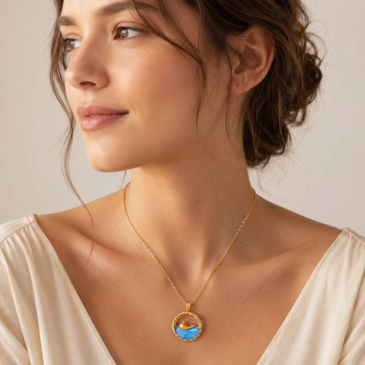 Collar con colgante azul de acero inoxidable para mujer (Joy Afloat)