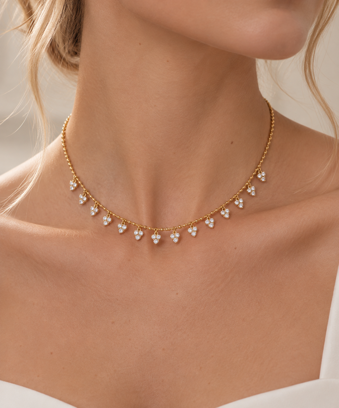 Small Triangular Tassel Small Zircon Stainless Steel Necklace
