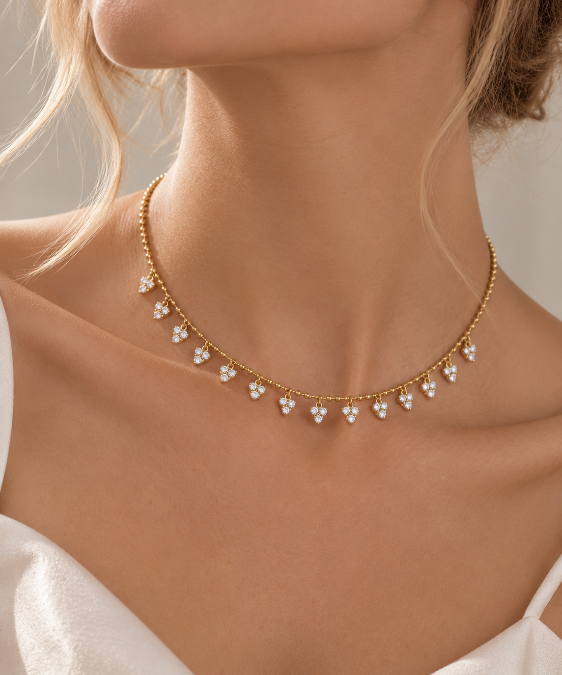 Small Triangular Tassel Small Zircon Stainless Steel Necklace