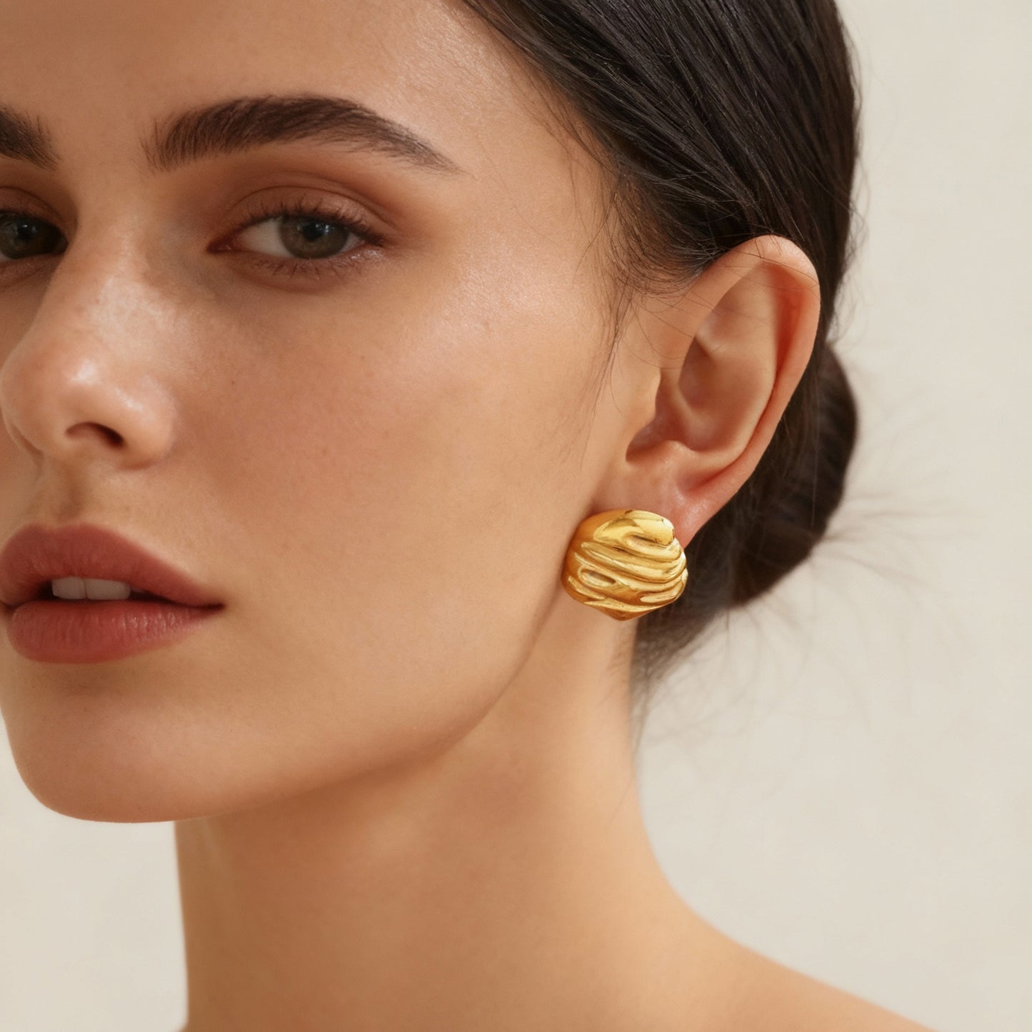 Irregular Wrinkled Hammered Lace Earrings