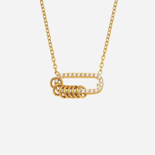 Collar de aro romano de oro con circonita 5A en acero inoxidable