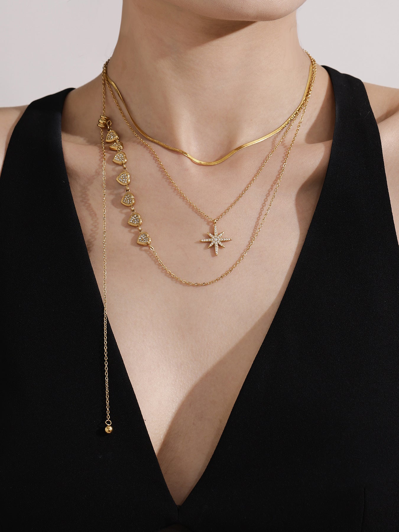 Collar con colgante de estrella de ocho puntas para mujer