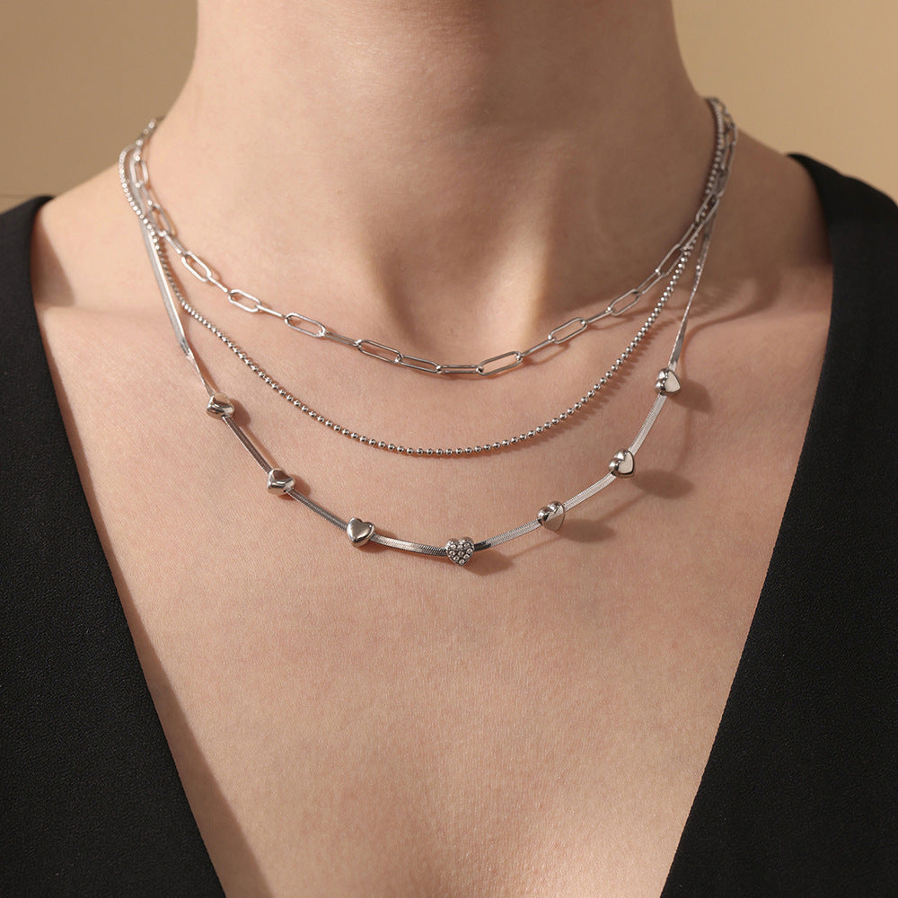 Collar con dije de circonita "Little Love" | Acero inoxidable multicapa