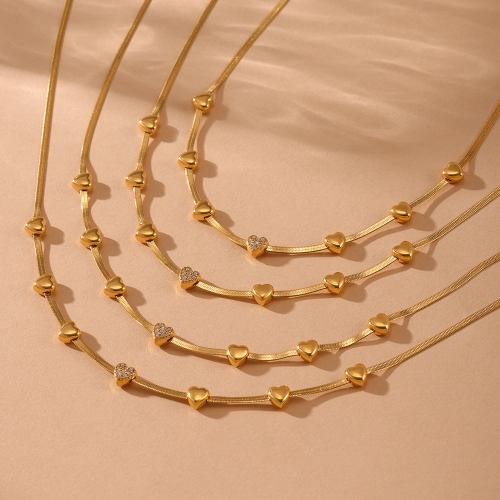 Collar con dije de circonita "Little Love" | Acero inoxidable multicapa