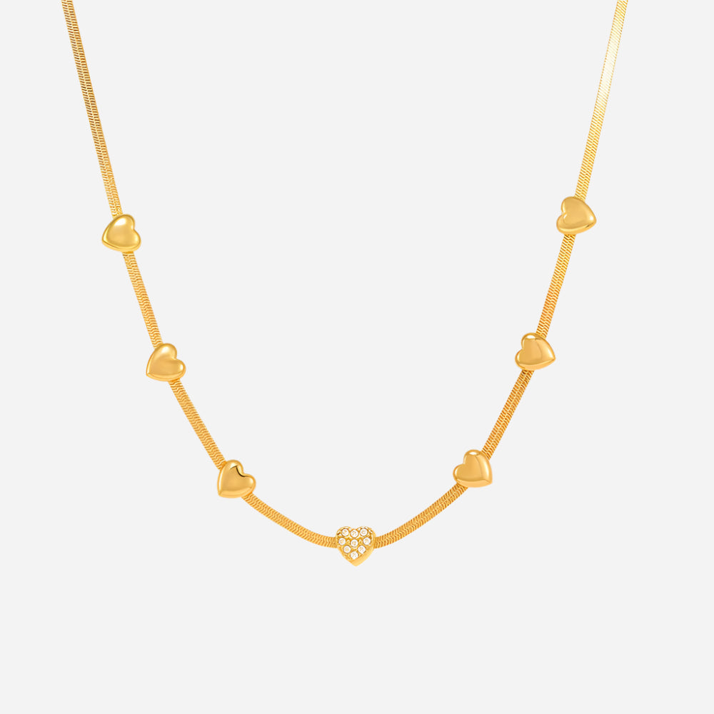 Collar con dije de circonita "Little Love" | Acero inoxidable multicapa