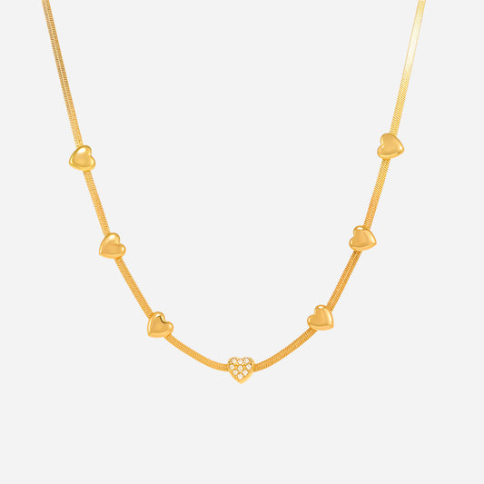 Collar con dije de circonita "Little Love" | Acero inoxidable multicapa