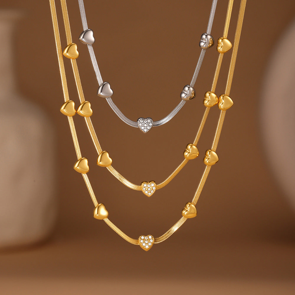 Collar con dije de circonita "Little Love" | Acero inoxidable multicapa