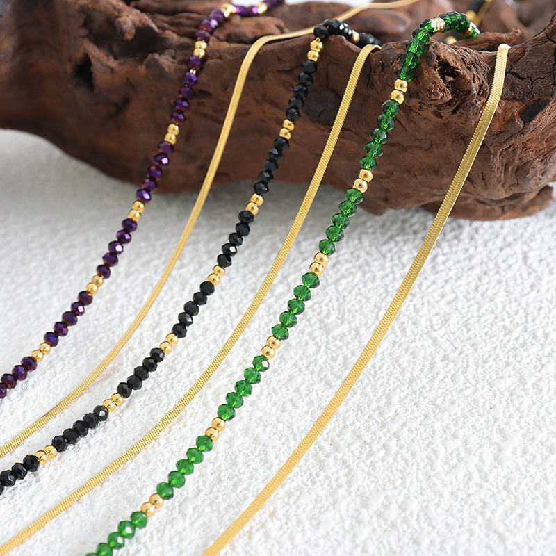 Collares de doble capa con piedra de cristal