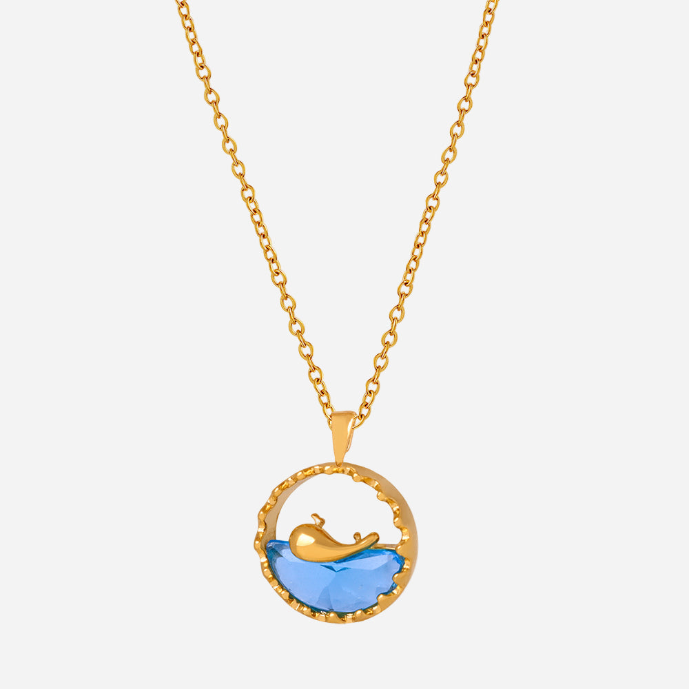 Collar con colgante azul de acero inoxidable para mujer (Joy Afloat)