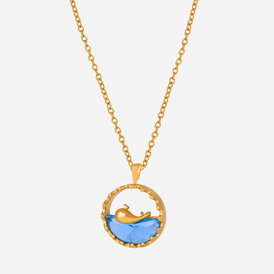 Collar con colgante azul de acero inoxidable para mujer (Joy Afloat)