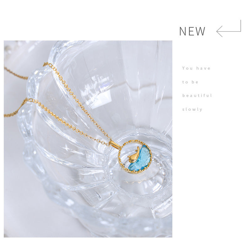 Collar con colgante azul de acero inoxidable para mujer (Joy Afloat)