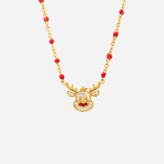 Collar navideño de moda chapado en oro auténtico de 18 quilates