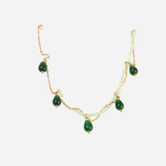 Collar de ojo de gato con forma de lágrima y cuentas de piedra natural hechas a mano